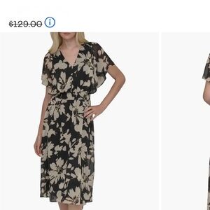 DKNY black and beige midi dress